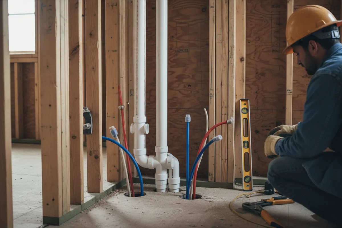 Drain and supply rough-in during Drain Cleaning in Rockwood